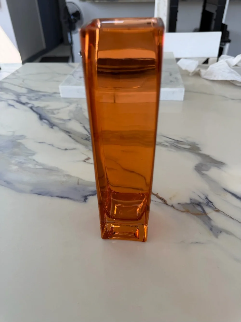 Amber Tapered Rectangular Glass Vase - Modern Accent